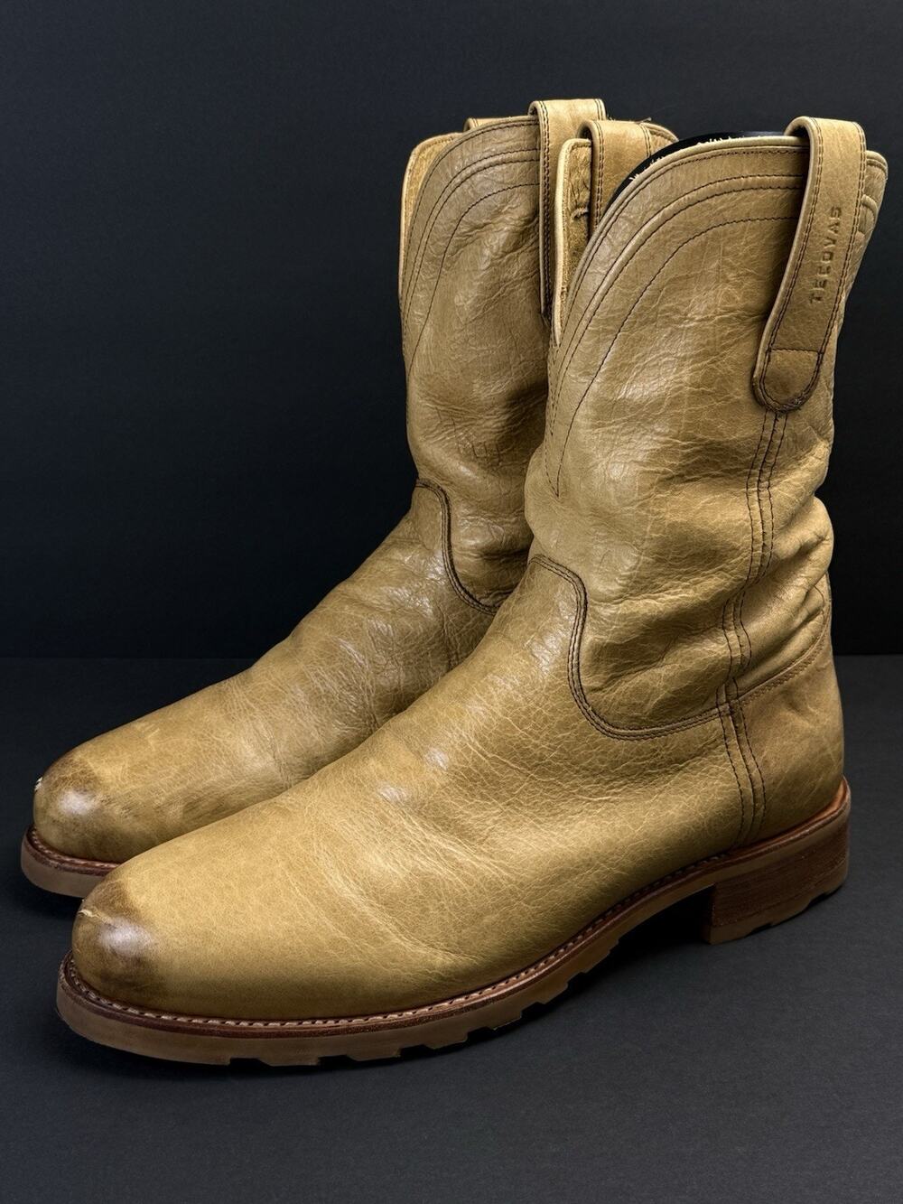 TECOVAS Stockton Men’s 11.5 Tan Wheat Western Work Boots VIBRAM Leather